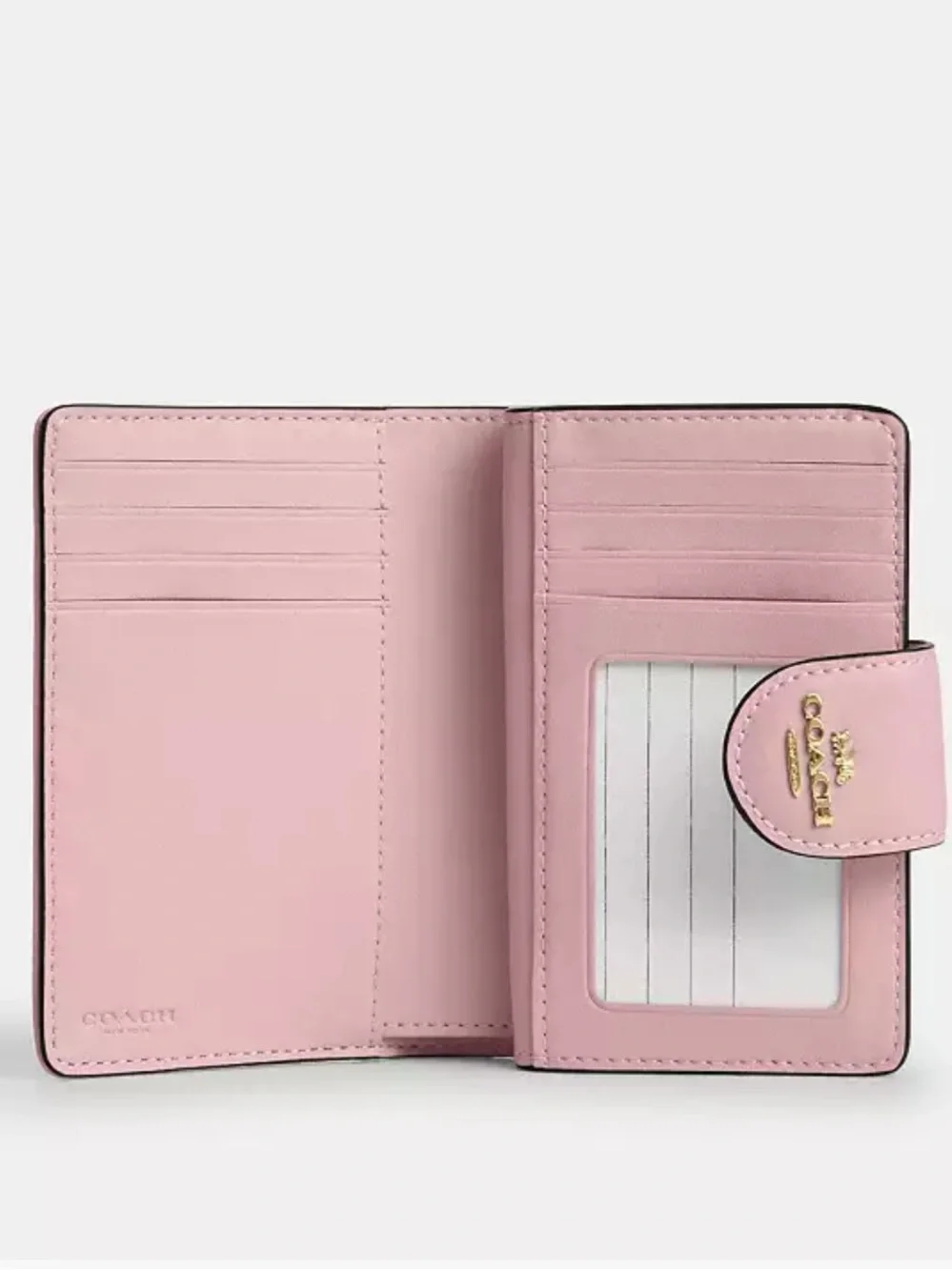 Coach Medium Corner Zip Wallet In Signature Pink Denim